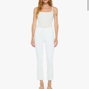 MOTHER Insider Crop Step Fray White Denim Jeans Size 25